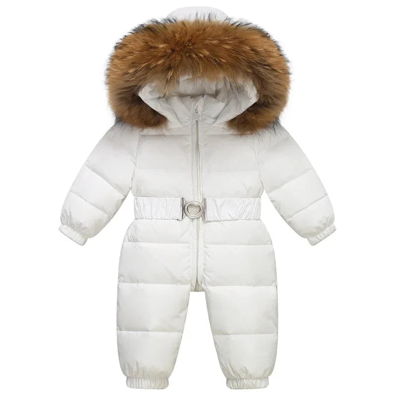Children Winter Overalls Waterproof Hooded Girl Down Jacket Baby Boy Warm Jumpsuit Toddler Girl Faux Fur Ski Suit Kids Snowsuit GlowCart