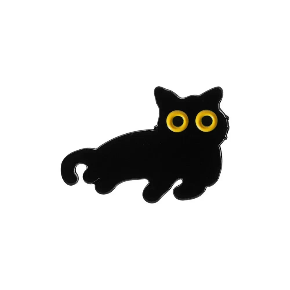 Ew,People Funny Black Cat Enamel Pin Brooches For Women GlowCart