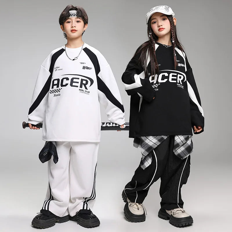 Children's Teen Boys Girls Streetwear Hiphop Sweatshirt Cargo Pant Sets Tracksuits Performance Clothing Kids Tshirt Trousers GlowCart