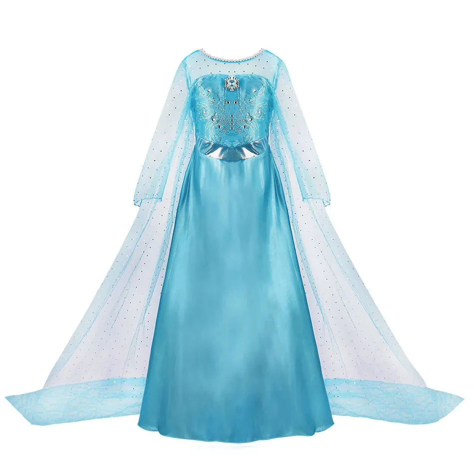 Princess Dress for Girls Elsa Anna Cosplay Costume Kids Jasmine Belle Cinderella Aurora Halloween Christmas Party Elegant Dress GlowCart