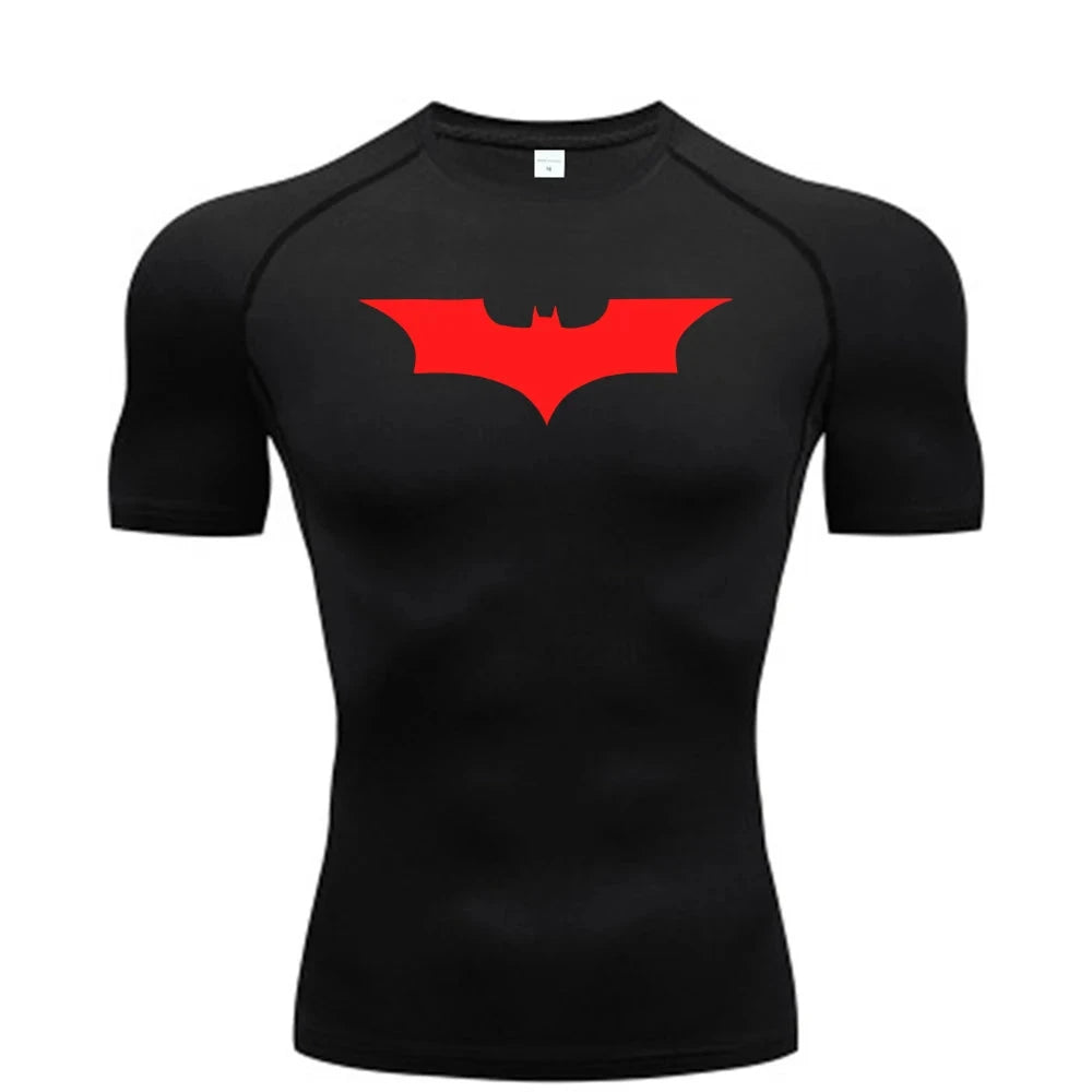 Bat Printed Men's Tight T-Shirt Running Compression GlowCart