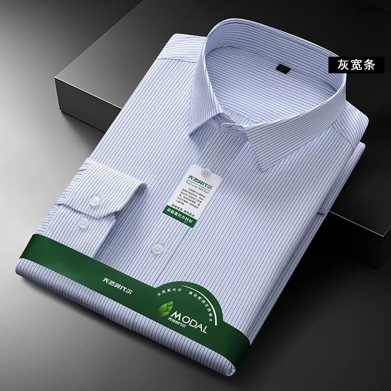 New Quality Anti-Wrinkle Men Shirt Long Sleeves Dress Shirts GlowCart