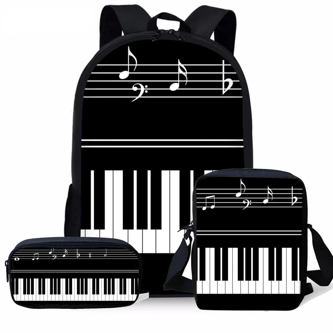 Luxury Piano Keyboard Musical Notes 3D Print 3pcs/Set School GlowCart