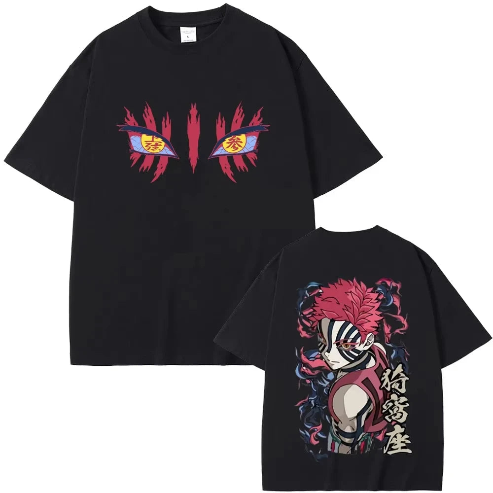 Anime Demon Slayer Akaza Eyes Graphic T-shirt Men's Women GlowCart
