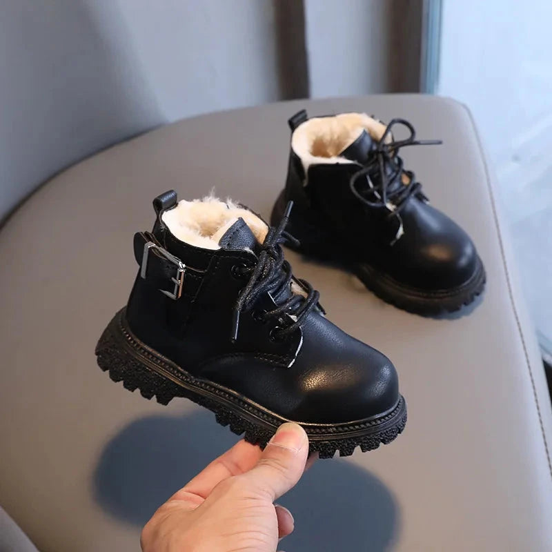 Rubber Boots for Children Boys Tide Boots Autumn Winter Warm Cotton Ankle Boots for Kindergarten Girls Kids Boots Double Zip New GlowCart