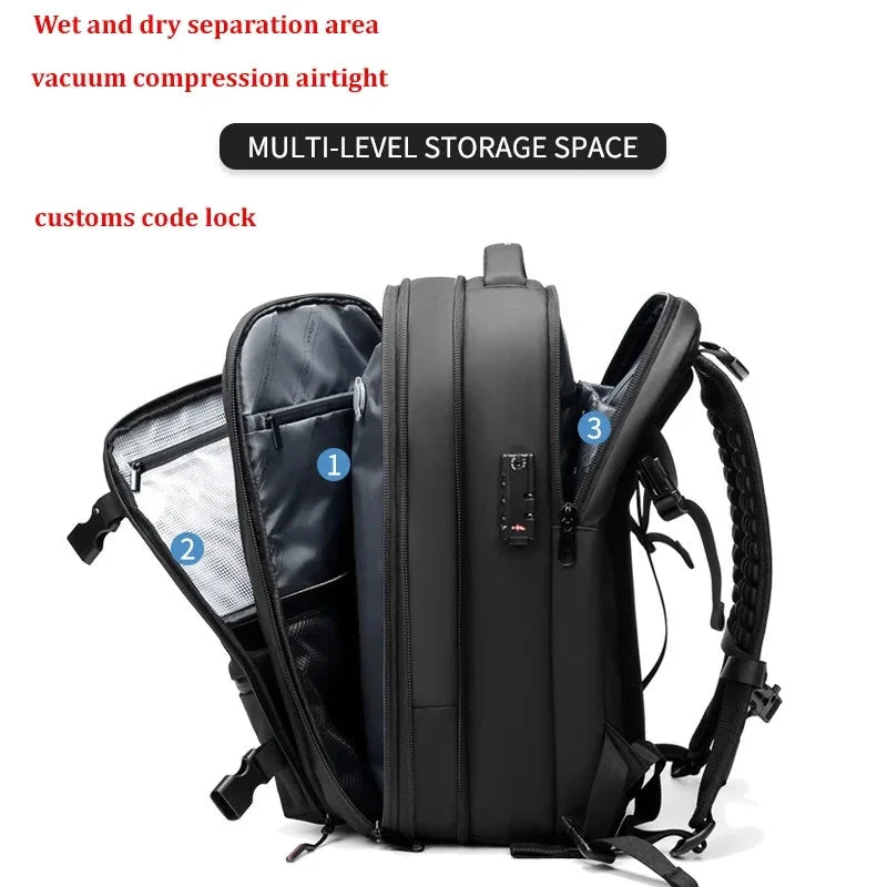 Travel Men 17 inch Laptop Backpack vacuum compression GlowCart