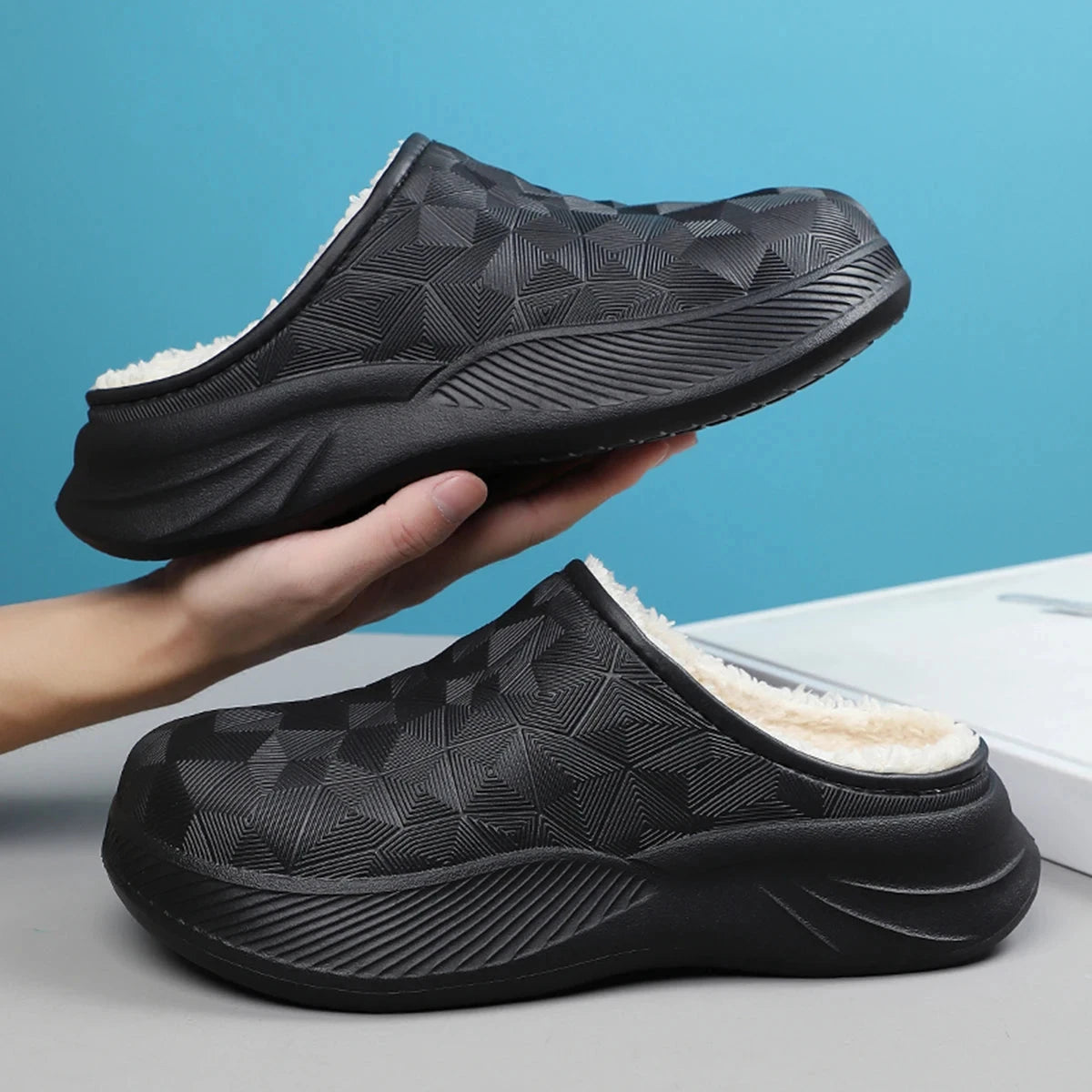 Thick Sole Home Indoor Outside Men And Women Couples waterproof Winter Household Warm Fluffy Slippers Plush Cotton Shoes Ladies GlowCart