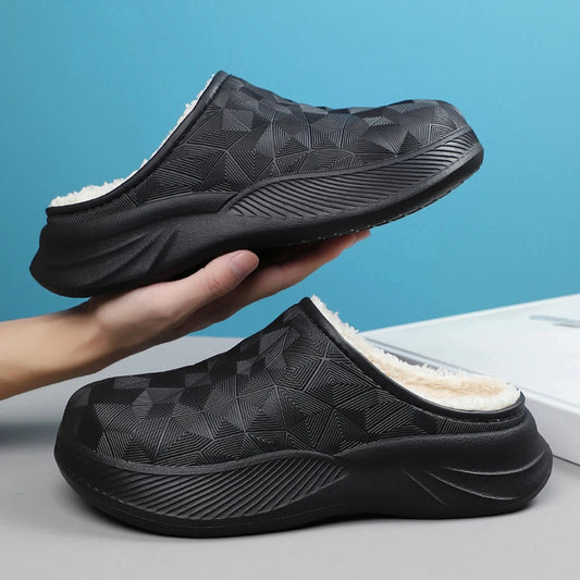 Thick Sole Home Indoor Outside Men And Women Couples waterproof Winter Household Warm Fluffy Slippers Plush Cotton Shoes Ladies GlowCart