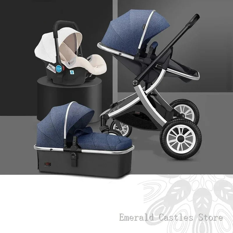 Baby stroller 3 in 1 High Landscape Stroller Reclining Baby Carriage with car seat Foldable Stroller Bassinet Puchair Newborn GlowCart