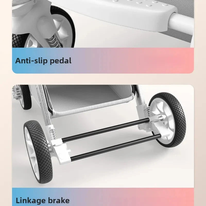 2-in-1 Reversible Lightweight Stroller with Convertible High-view Seat and Foldable Compact Design for Newborns and Toddlers GlowCart