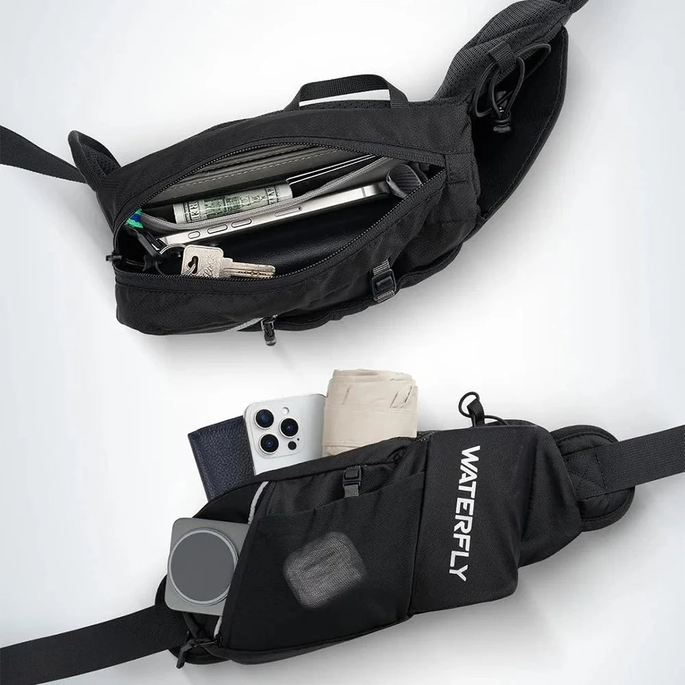 WATERFLY Fanny Pack Waist Bag: Hiking Water Bottle Holder with Strap Waist Pack for Women Men Hydration Hip Packs for Running GlowCart