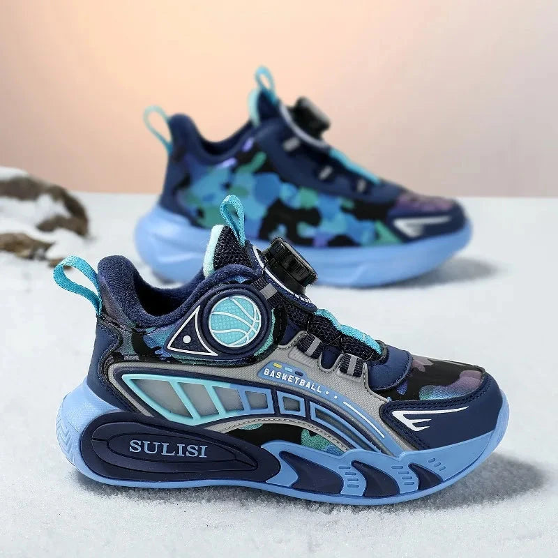 Winter Children Sneaker Boys Basketball Shoes Kids Sneakers Warm Plush Athletic Footwear Boys Outdoor Sports Shoes 4 To 10 Years GlowCart