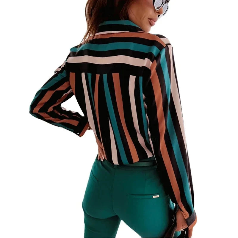 Women Geometric Print Shirt, Spring and Autumn Fashion GlowCart