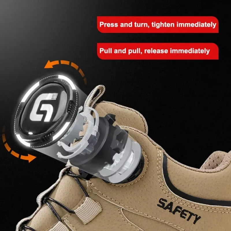 Men's Rotating Button Anti-Smash Anti-puncture Steel toe work Safety Shoes Men Work Boots Protective Women Sneakers Shoes GlowCart