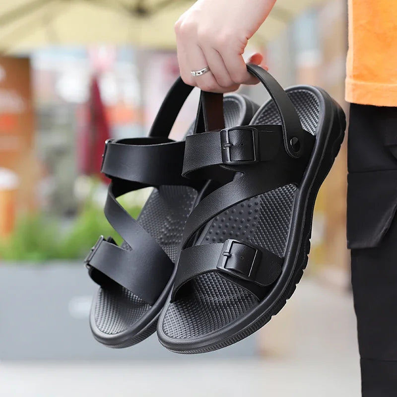 Summer Sandals for Men Outdoor Casual Sport Slippers PU Leather Non-slip Breathable Roman Shoes Beach Flip-Flop Garden Shoes GlowCart