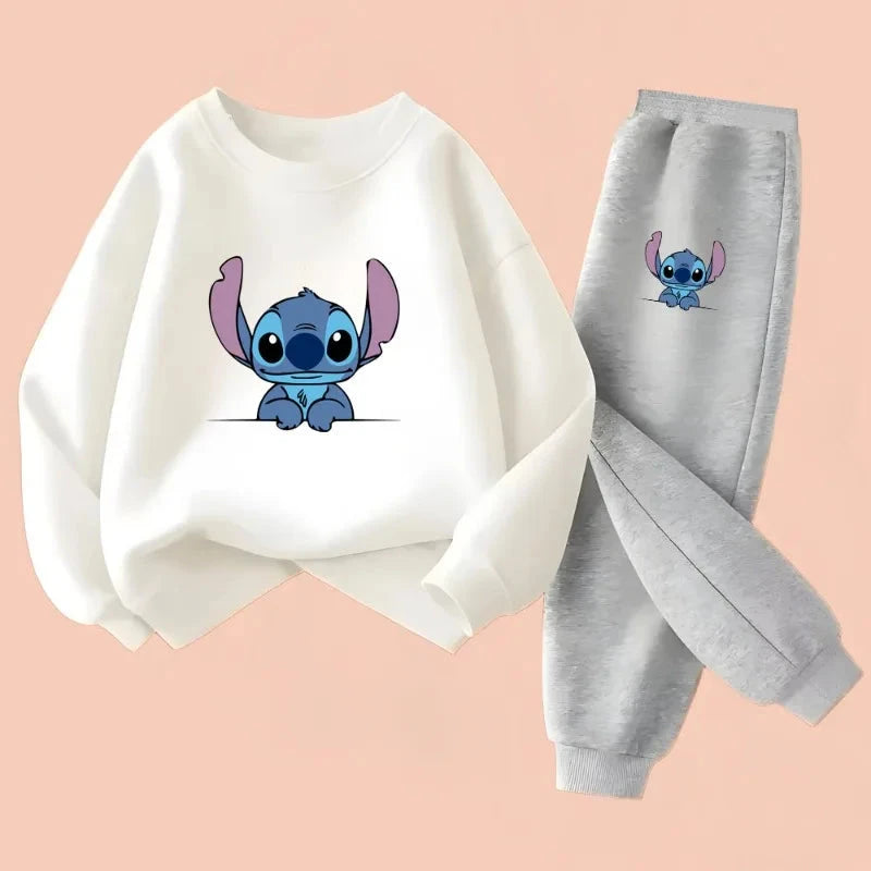 2025  Fall New Style Children's Casual Sweatshirt Sets Kids Sweatpant Set Stitch Printed Boys Pullover and Trousers 2pcs Suit GlowCart
