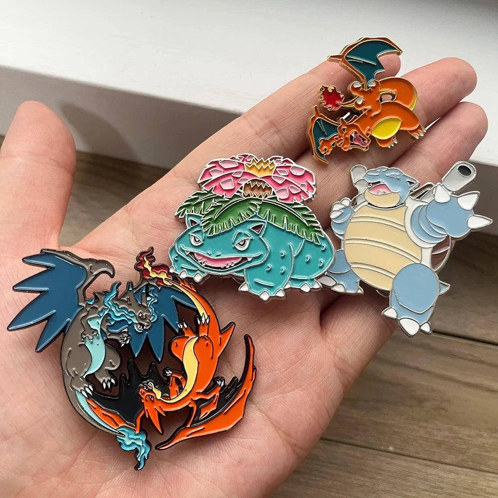 4 PCS Cartoon Pokemon Lapel Pins Set Anime Venusaur Mega GlowCart