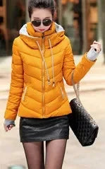 clothes Winter XXXL Jacket Women hooded Solid Color Short GlowCart