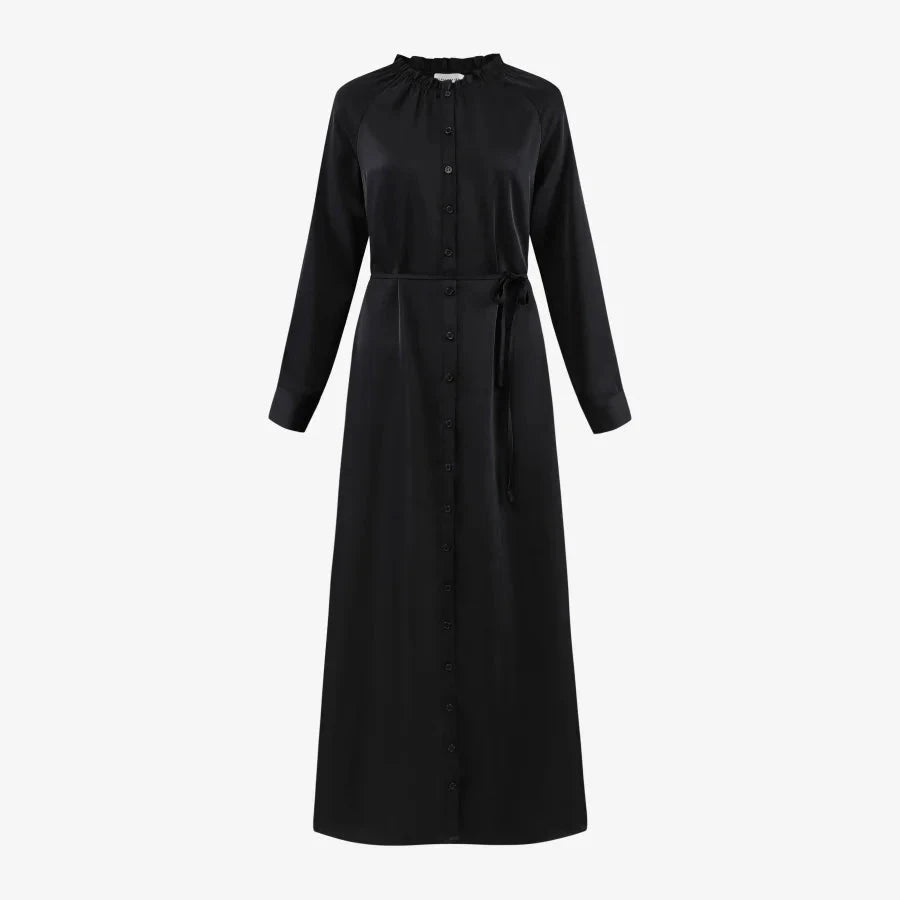 AS AW25 satin dress elegance lady ruffled neck woman clothes GlowCart