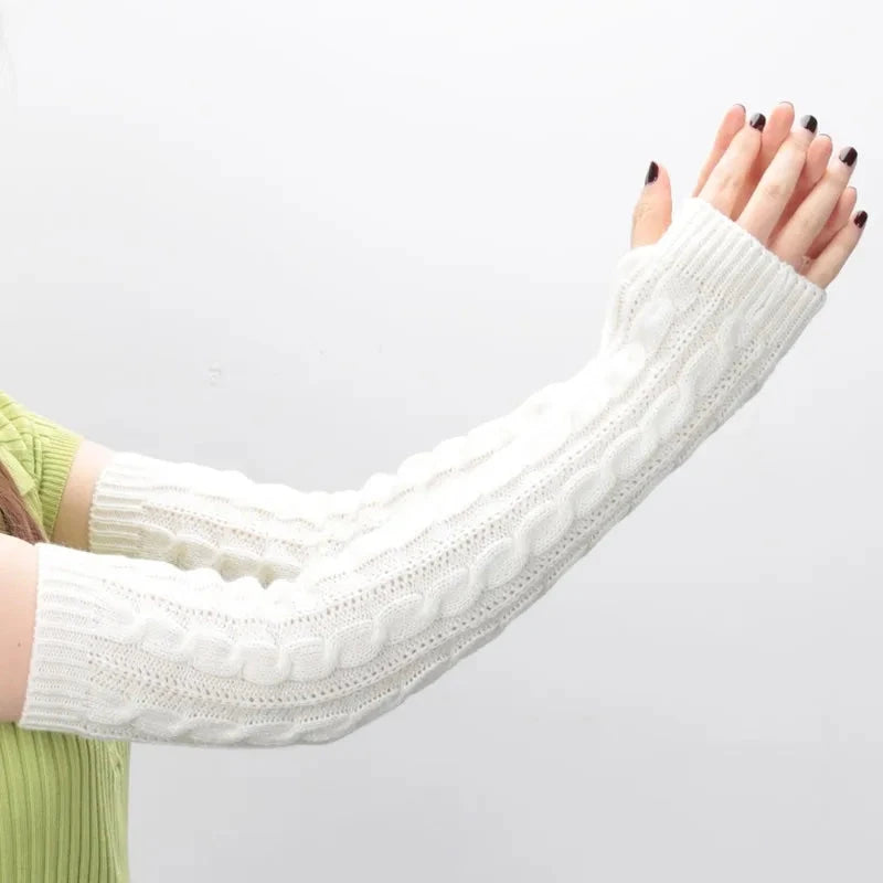 Winter Women's Mitten Knitted Arm Warmers Long Fingerless GlowCart