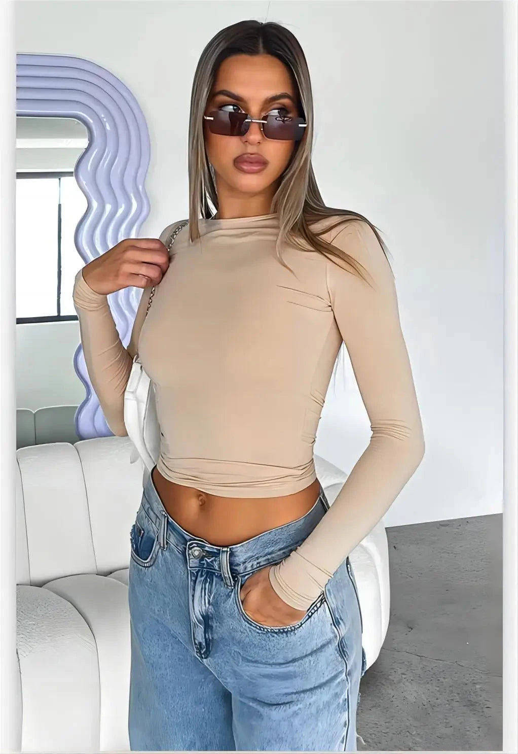 New Women's Casual Sports Long Sleeve T-shirt Spring and Autumn Solid Color Slim Fit Hoodie T-shirt Women's Street Top GlowCart