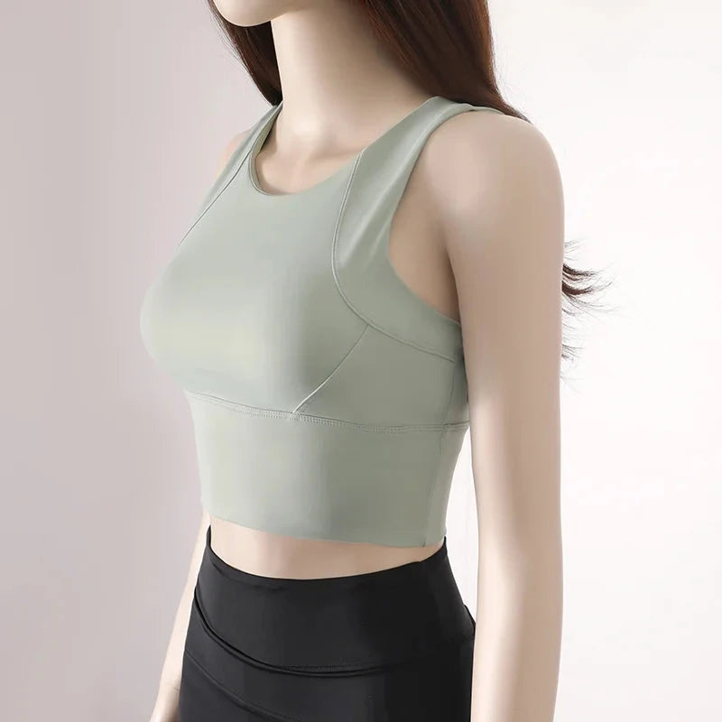 Women Sport Fixed Chest Pad Bra Female Athleisure Workout Tank Top Ladies Gym Clothes Yoga Sports Wear GlowCart