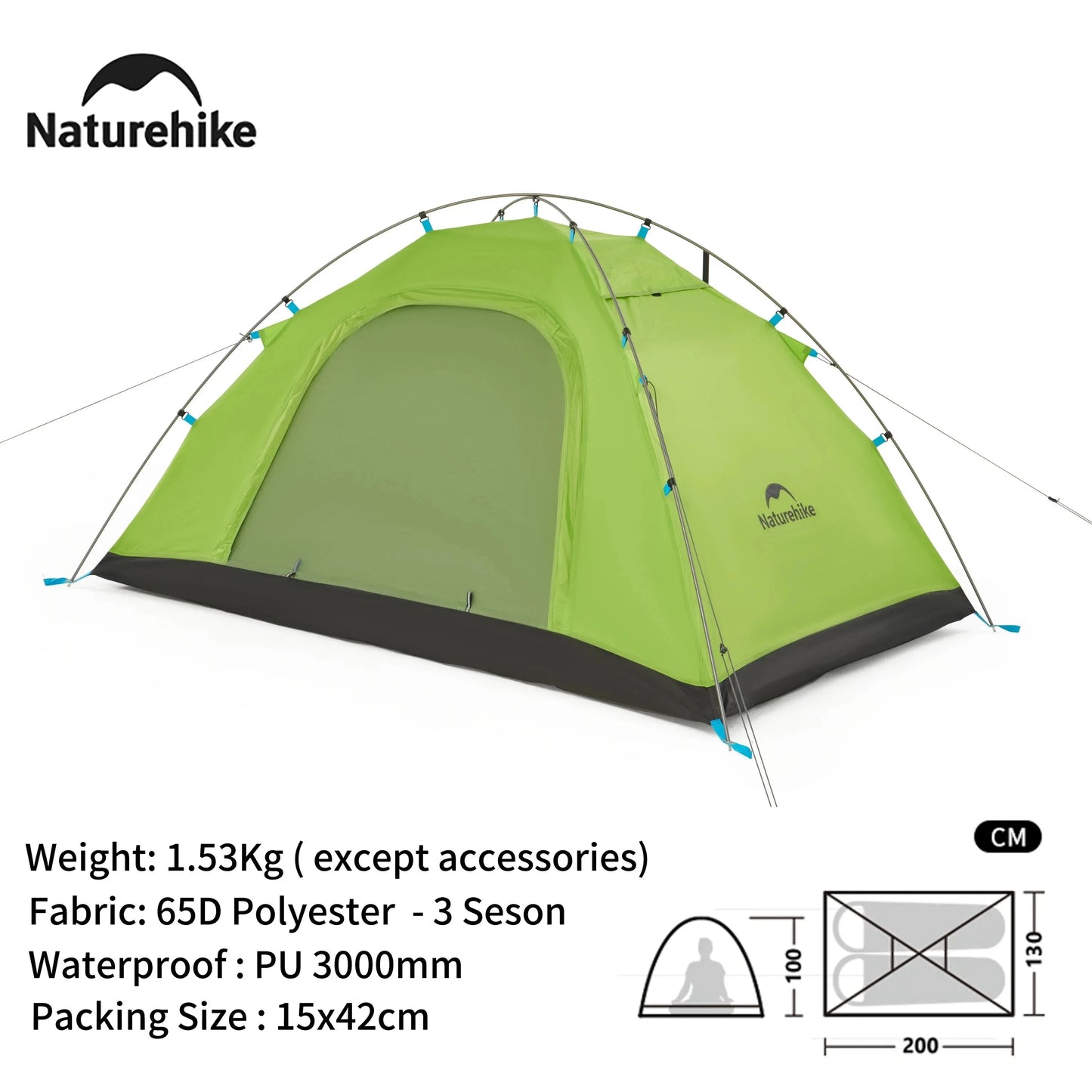 Naturehike 2 person camping tent easy to build super light GlowCart