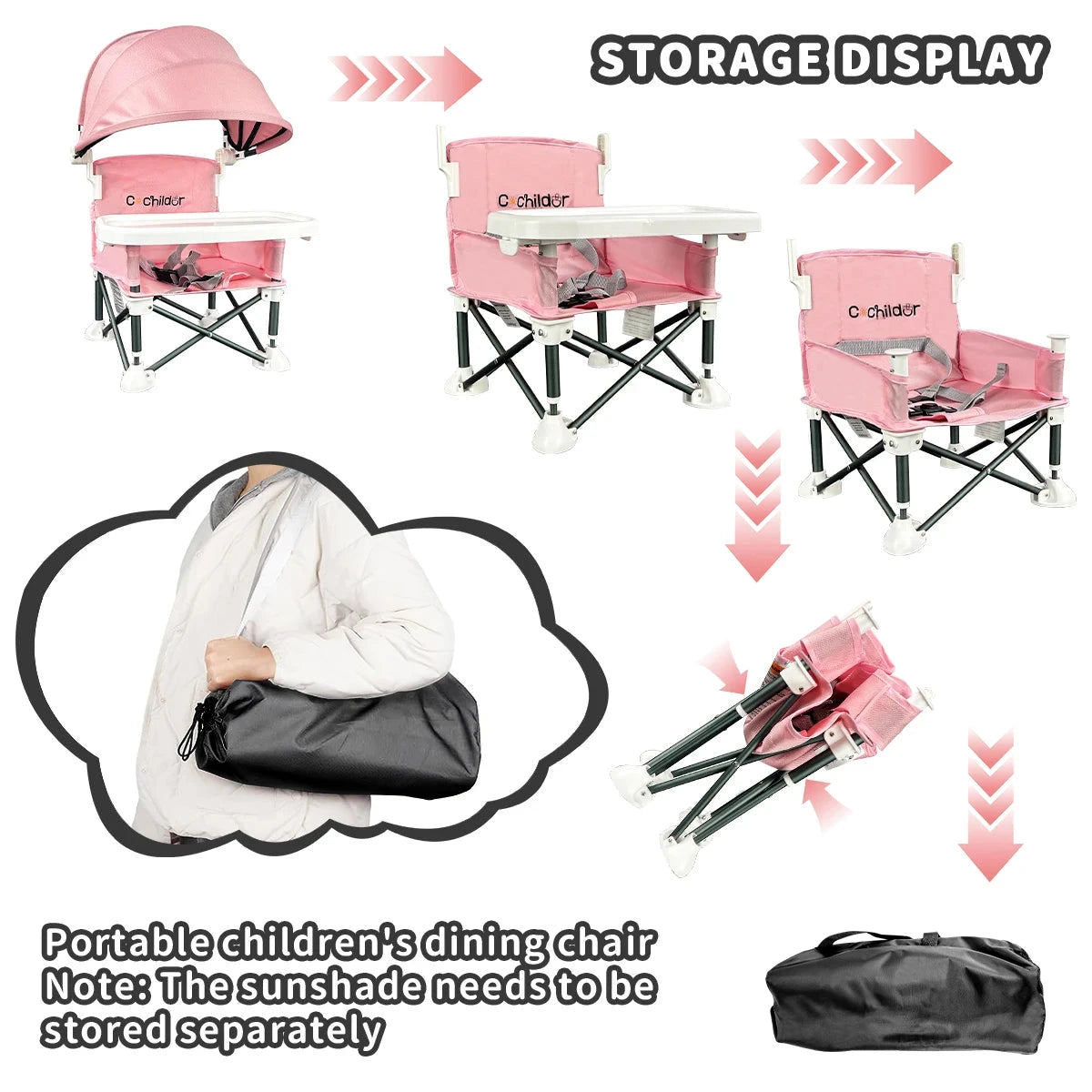 Outdoor feeding chair, Children's dining chair, can be used to increase seat height, portable foldable outdoor camping chair, GlowCart