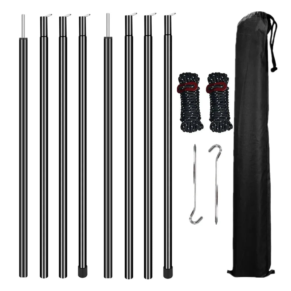 Set of 2 Tent Poles Adjustable Tarp Poles Steel Rods for Sun GlowCart