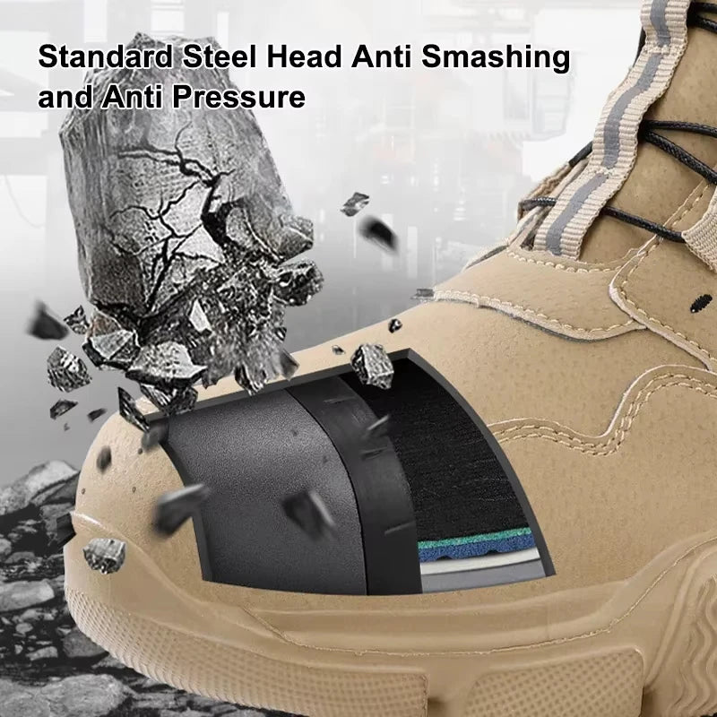 Men's Rotating Button Anti-Smash Anti-puncture Steel toe work Safety Shoes Men Work Boots Protective Women Sneakers Shoes GlowCart