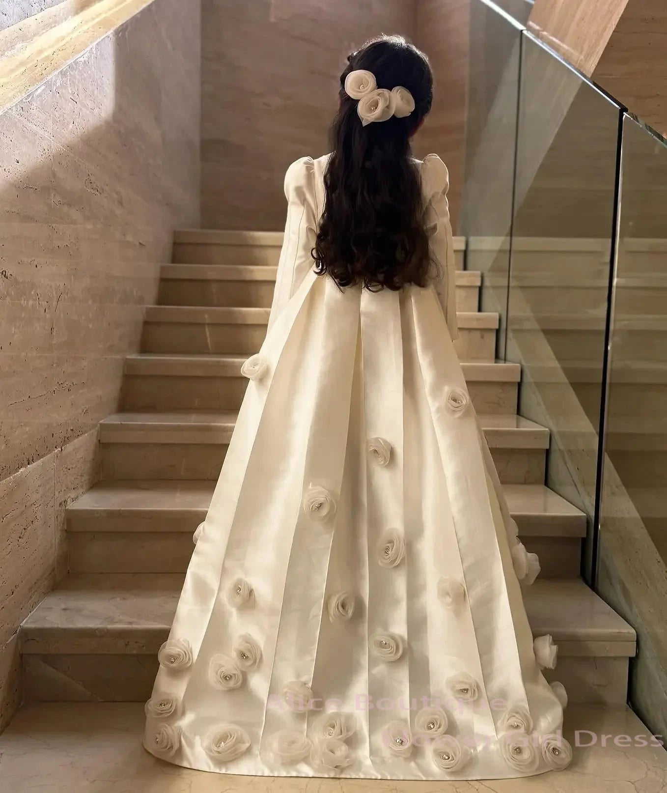 White Dubai Girl Dress Beaded Pearls Satin Arabic Princess GlowCart