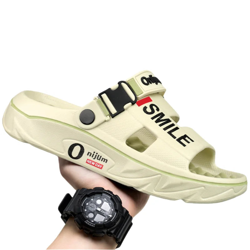 2025 New Men's Massage Slippers Indoor Outdoor Sandals Beach Comfortable Soft Slides Clogs Casual Shoes Men Women Home Slippers GlowCart