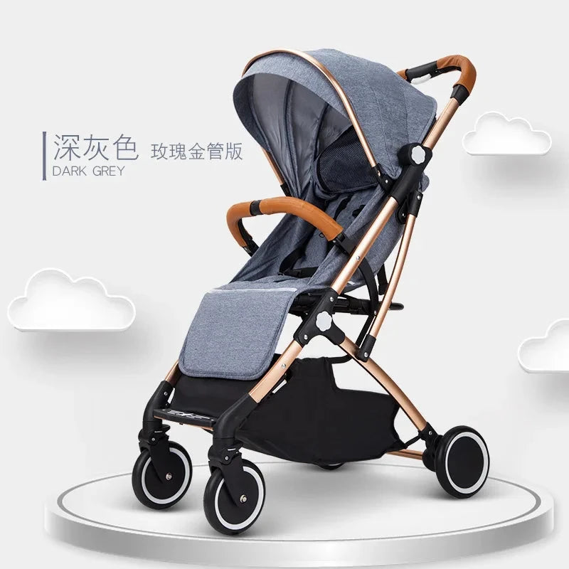 2025 New Baby Stroller, Can Sit or Lie Down, Ultra-light Trolley-type Folding Four-wheel Shock-absorbing Children's Stroller GlowCart