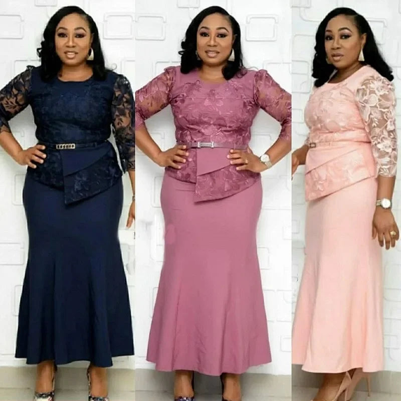 4XL 5XL Plus Size Christmas Dresses Women O Neck 3/4 Sleeve