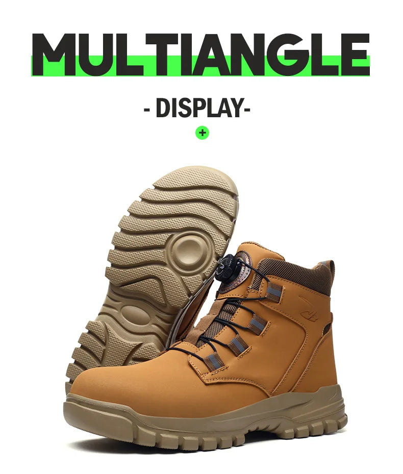 Rotating Button Work Shoes for Men Anti Puncture Work