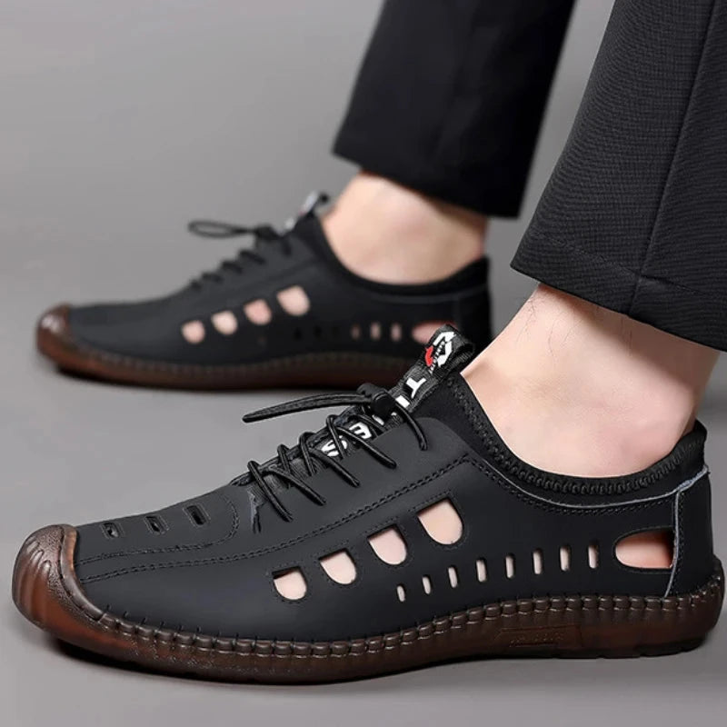 Men's Soft Leather 2024 Summer Men Leather Sandals GlowCart