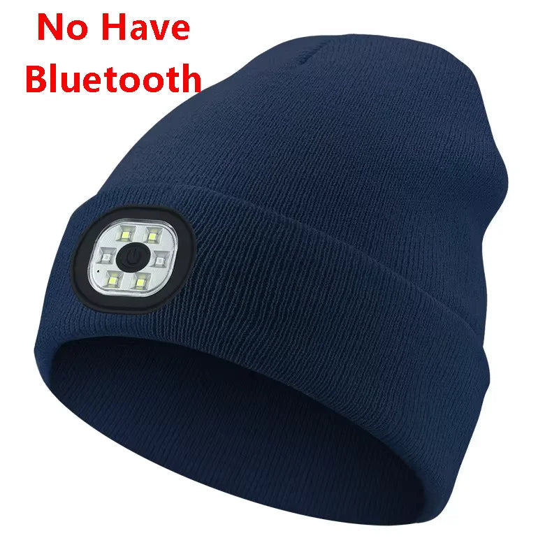 Can be equipped with Wireless Bluetooth music knitted hat new outdoorledlighting rechargeable detachable luminous sleeve cap GlowCart