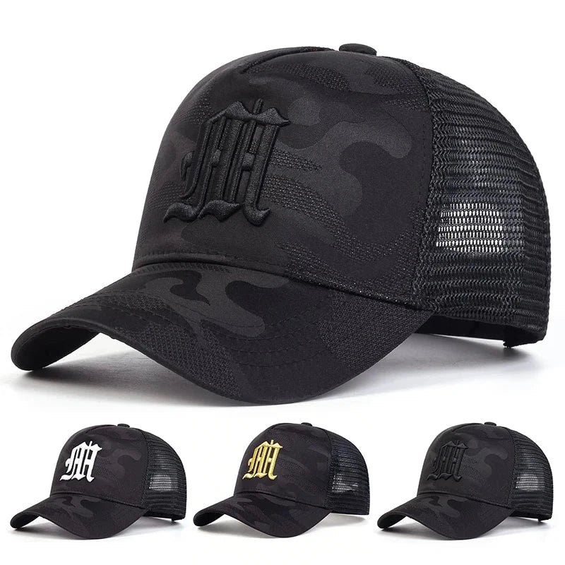 Fashion M Letter Camouflage Embroidery Baseball Net Caps GlowCart