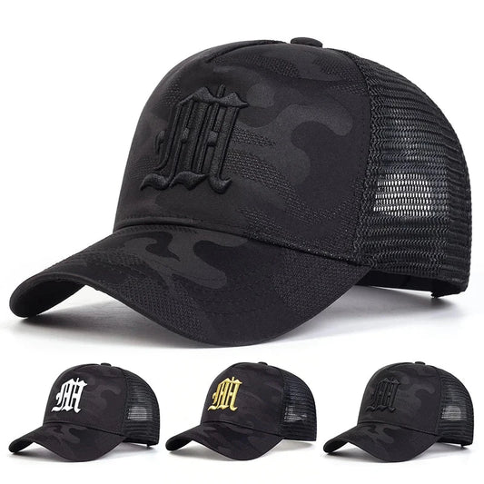 Fashion M Letter Camouflage Embroidery Baseball Net Caps GlowCart