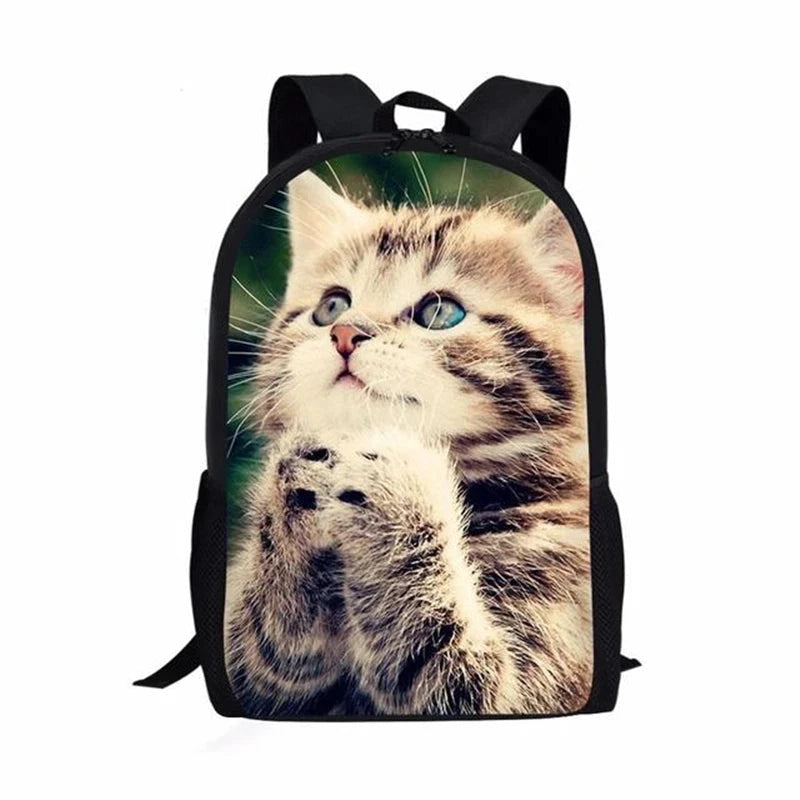 Trendy Popular Cat Notebook Backpacks pupil School Bags 3D GlowCart