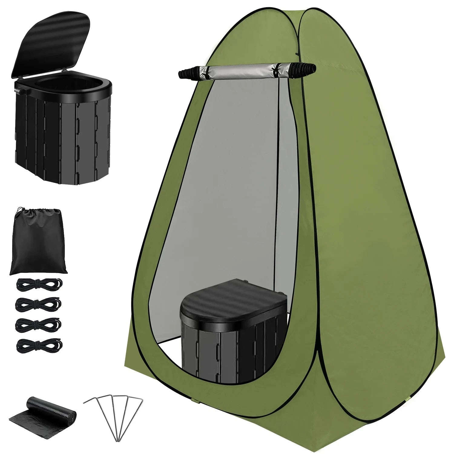 Camping Toilet with 1.5m Pop up Privacy Tent Large Portable GlowCart