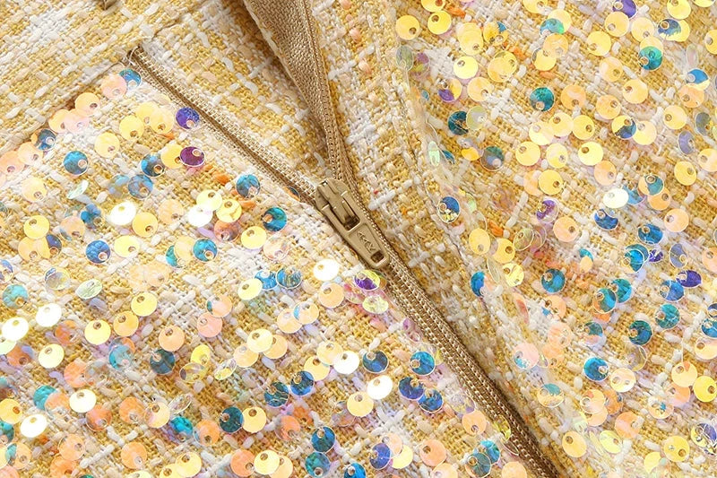 Fashion Men Luxury Sequin Suit 2 Piece Gold Trend Singer GlowCart