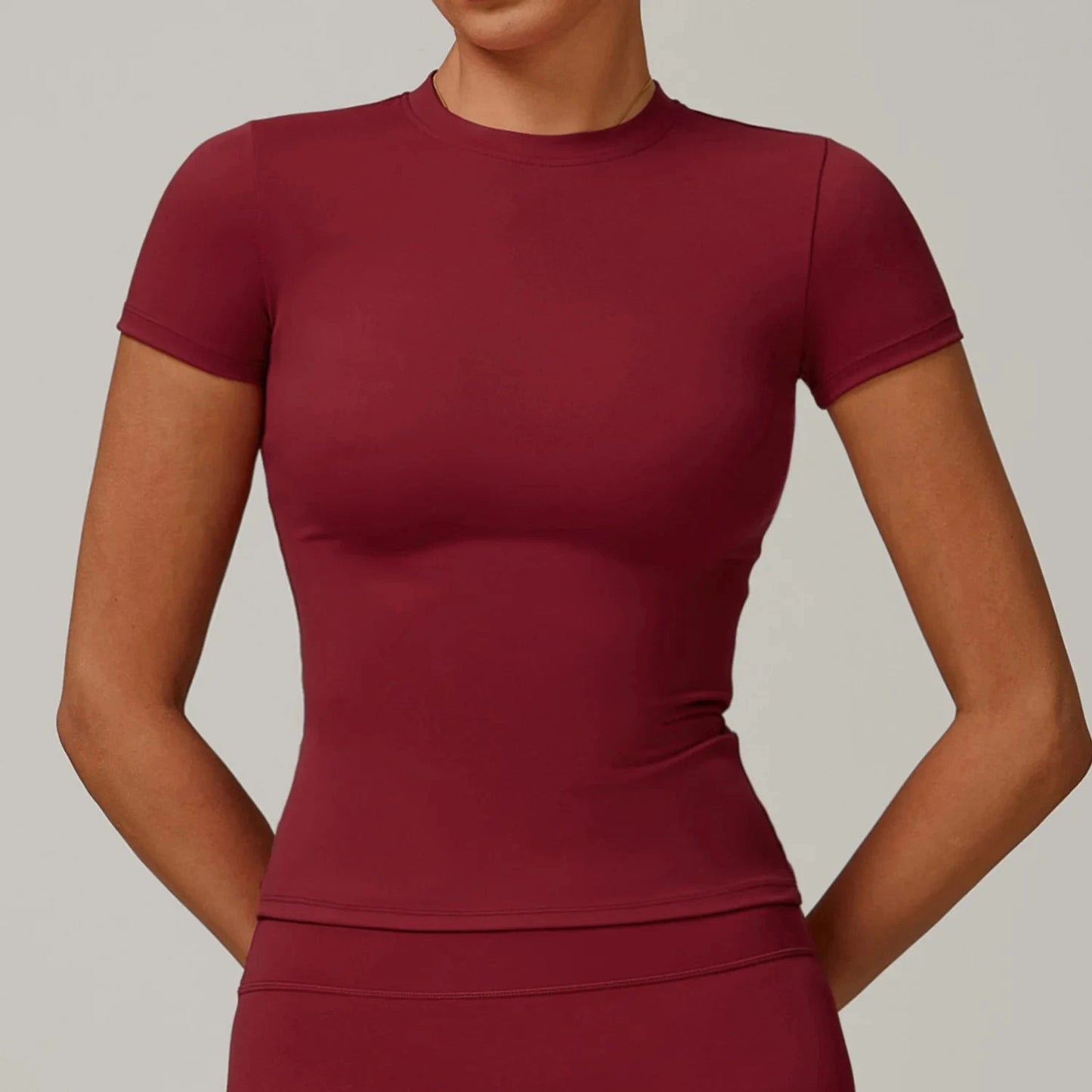 NCLAGEN Women Running Sports T Shirt Summer Short Sleeve Round Neck Breathable Stretchy GYM Yoga Slim Fitness Active Top Tee GlowCart