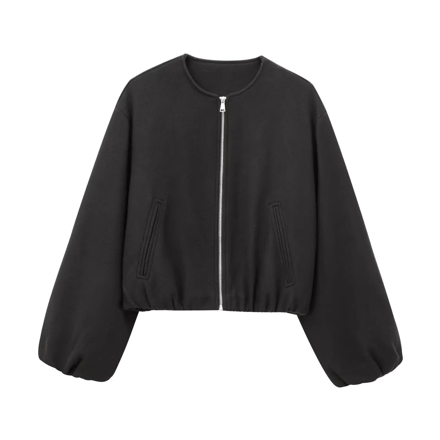 MUJER Red Zipper Bomber Jackets for Women Soft Cropped GlowCart