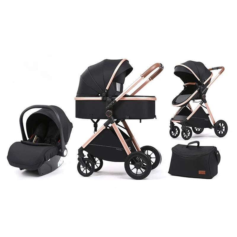 Luxurious High-view Children's Stroller That Can Sit and Lie Down on The Baby's Two-way Baby Stroller GlowCart