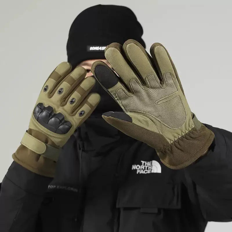 Winter warm tactical plus velvet gloves, soft silicone shell full finger touch screen ultra fiber outdoor cycling anti cold GlowCart