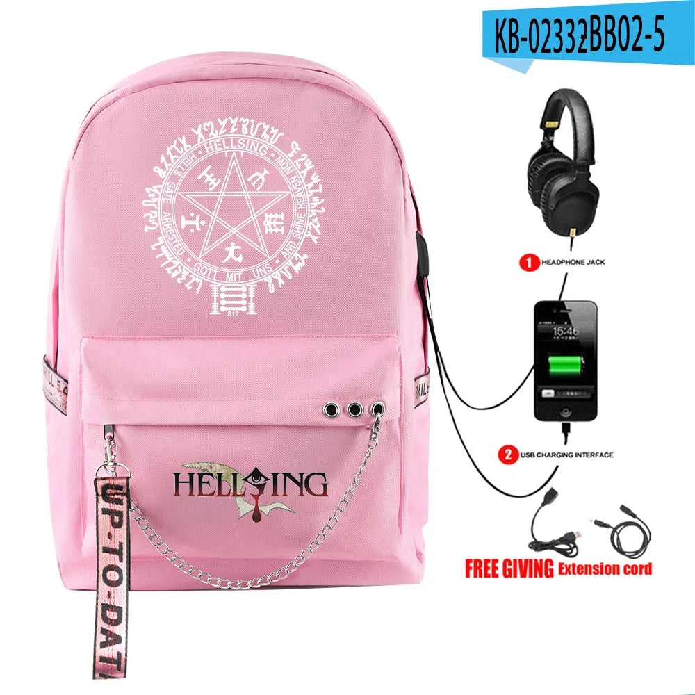 Cartoon Popular Funny Hellsing Student School Bags Unisex GlowCart