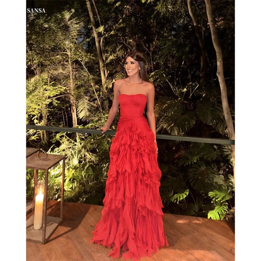 Sansa Strapless A-Line Lace Prom Dress Detachable Shawl GlowCart