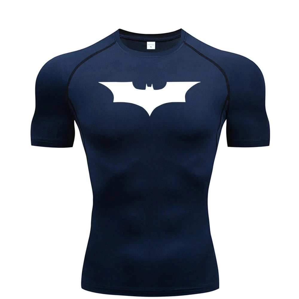 Bat Printed Men's Tight T-Shirt Running Compression GlowCart