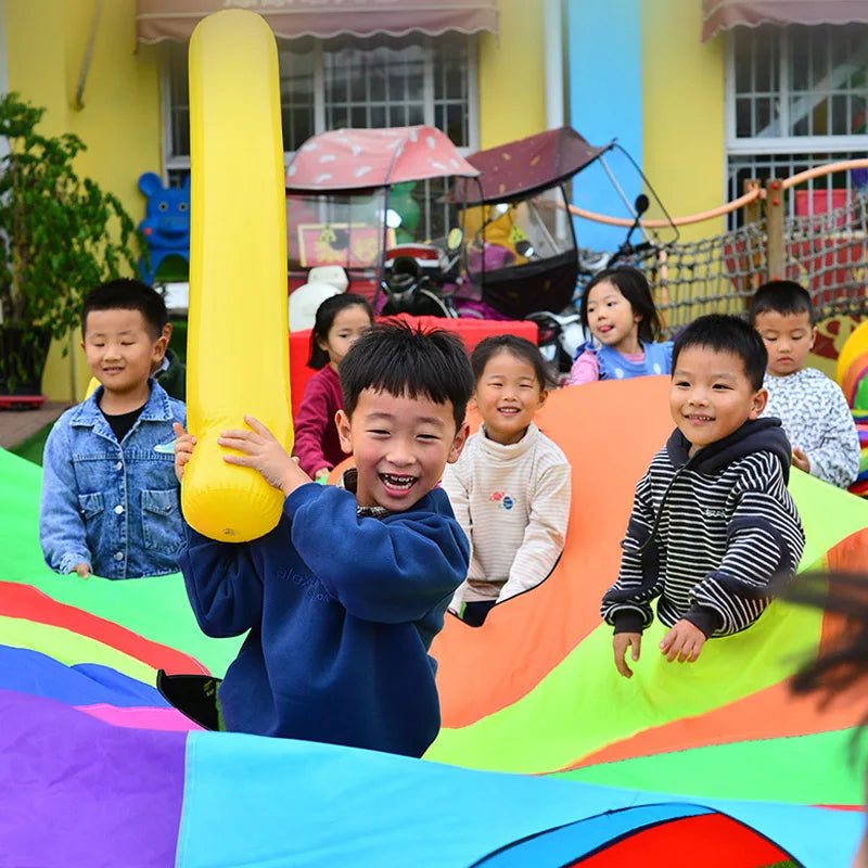 2M 3M Fun Play Rainbow Parachute For Kids Tent Cooperative Games Outdoor Toys For Children Team Building Exercise Activities GlowCart